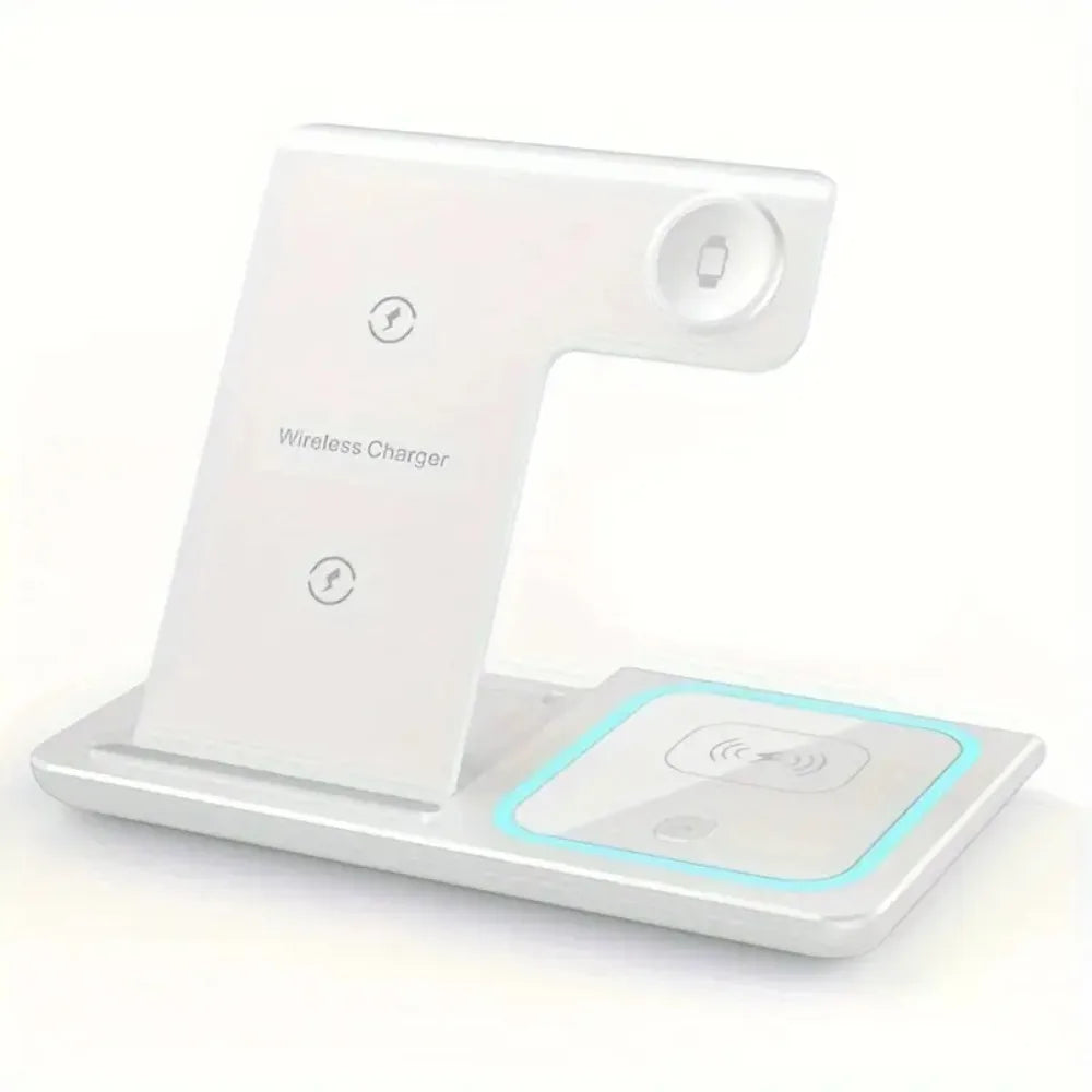 High Quality 3 in 1 Wireless Charger Portable Blue Light Indicator Fast Charging Station Foldable Charging Dock